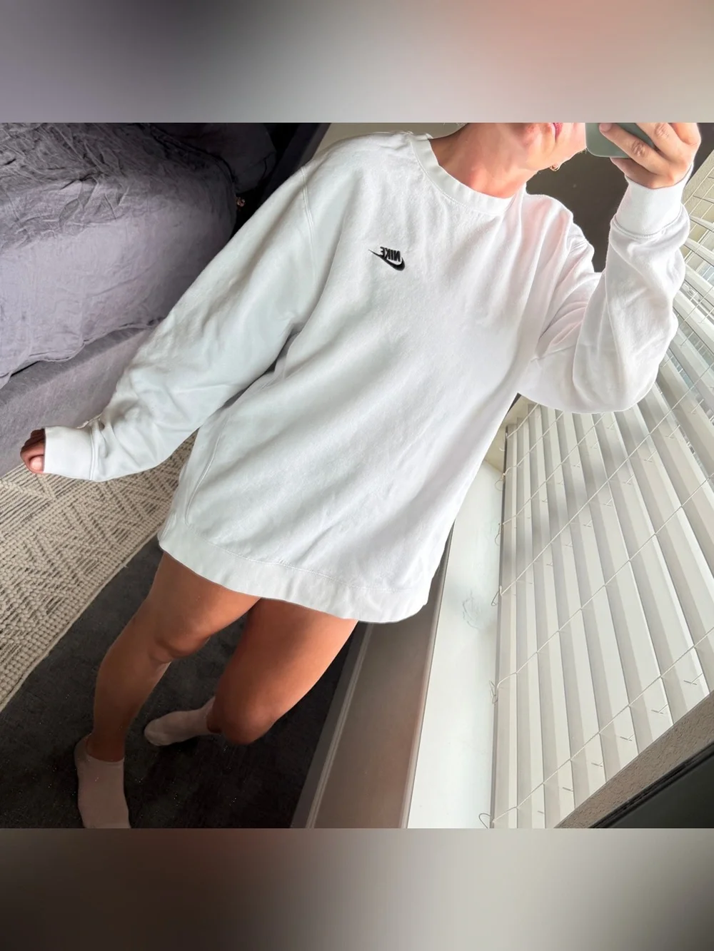 ✨ Nike Club Fleece White Oversized Crewneck Sweatshirt ✨